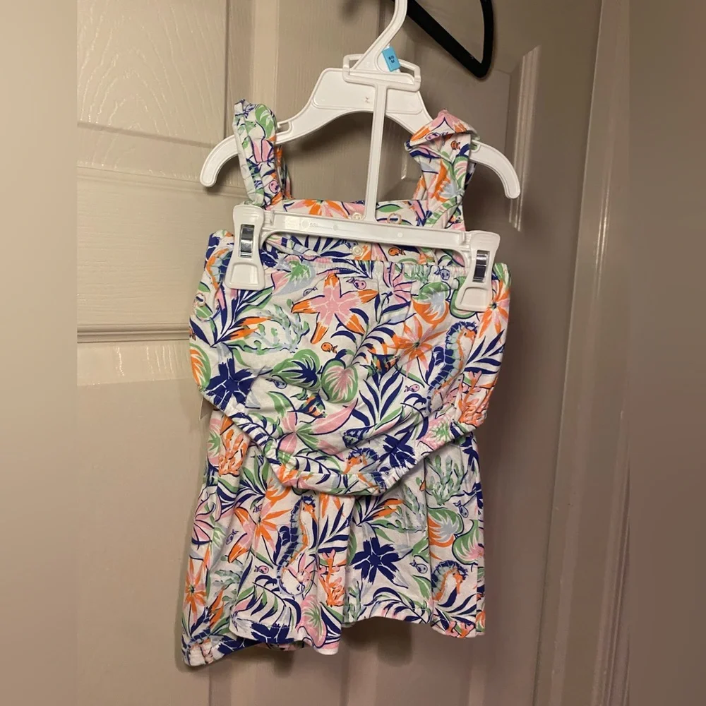 NWT Ralph Lauren Baby Girl Tropical Print Cotton Dress Summer‎ Vacation Resort